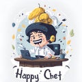 illustration of cute japan CHEF . cartoon character illustration. generative AI