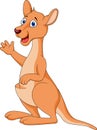 Cute kangaroo cartoon waving