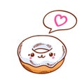 Illustration of cute kawaii donut.