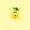 Illustration of cute lemon scared mascot