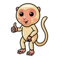 Cute little albino monkey cartoon giving thumb up