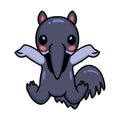 Cute little anteater cartoon raising hands