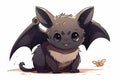 Illustration of cute little bat isolated on white background. Generative AI Royalty Free Stock Photo