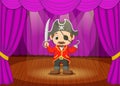 Cute little boy wearing pirate costume on stage Royalty Free Stock Photo