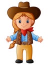 Cute little cowgirl cartoon Royalty Free Stock Photo