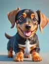 Cute little Dachshund dog smiling at the camera