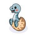 Cute little dinosaur cartoon hatching from egg Royalty Free Stock Photo