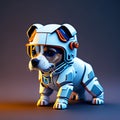 Illustration of the cute little dog in the white space suit capturing the essence of playfulness and imagination Royalty Free Stock Photo