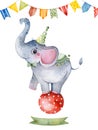 Illustration with cute little elephant on the ball Royalty Free Stock Photo