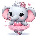 Cute little elephant girl with pink ballerina`s dress Royalty Free Stock Photo