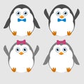 Illustration of cute little funny penguins