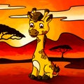 Illustration of a cute little Giraffe Royalty Free Stock Photo