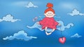 Illustration of cute little girl angel in dress with cloud background. Royalty Free Stock Photo