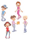 Illustration of a Cute Little Girls and Boys. Cartoon