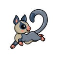 Cute little sugar glider cartoon running