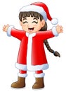 Cute long hair girl wearing santa claus costume