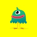 Illustration of a cute, lovely monster character. Vector. Mascot for the company. Abstract creature. Character is isolated on a ye Royalty Free Stock Photo
