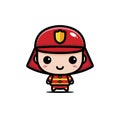 Cute male cartoon character being a firefighter