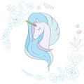 Illustration with cute mystic unicorn animal