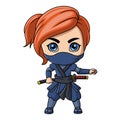 Cute ninja girl cartoon holding a sword Royalty Free Stock Photo