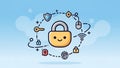 Cute Security Lock Icon. Cyber Security, Data Protection Concept. Royalty Free Stock Photo
