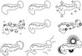 Illustration of a cute pancreas and spleen outline set