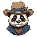 Illustration of cute panda in coat and hat, t-shirt design
