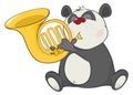 Illustration of a Cute Panda Trumpeter. Cartoon Character