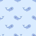 Cute pattern with colorful whales