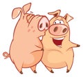 Illustration of a Cute Pig. Cartoon Character