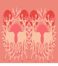 Illustration of cute pink deers group with beautiful frame of pink flowers and dark brown colour as background.cdr