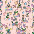 Plant music note seamless pattern Royalty Free Stock Photo