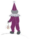 Illustration of a cute purple clown with a hat