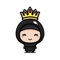 Cute queen cartoon character wearing Muslim costume with veil and crown