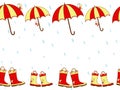 Illustration cute rain boots and umbrella seamless