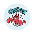 Illustration of a cute red lobster. Vector. Crustacean cartoon children\'s character. Hero mascot for comics or company. Royalty Free Stock Photo