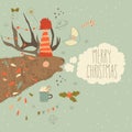 Illustration with Cute Reindeer wishing Merry Christmas