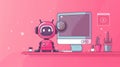 An illustration of a cute robot character in a computer security banner. Information protection, internet safety concept Royalty Free Stock Photo