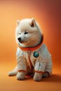 illustration of a cute samoyed dog ware a space suit Royalty Free Stock Photo