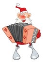 Illustration of a Cute Santa Claus a Accordion Player. Cartoon Character Royalty Free Stock Photo