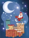 Illustration of the Cute Santa Claus Jazz Guitarist on the Roof