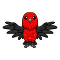 Cute scarlet tanager bird cartoon flying