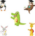 Illustration of cute School animal characters