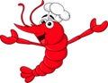 Cute shrimp chef waving Royalty Free Stock Photo