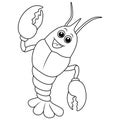 Cute shrimp waving cartoon line art Royalty Free Stock Photo