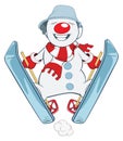 Illustration of Cute snowball Skiing. Cartoon Character