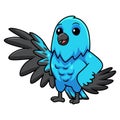 Cute spangled cotinga bird cartoon waving hand