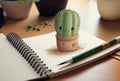 Illustration of a cute spiky cactus with a smiley face