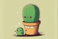 Illustration of a cute spiky cactus with a smiley face