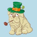 Illustration of a cute St. Patrick s Day funny smiling dog